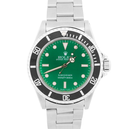 Rolex No-Date Submariner GREEN Black Stainless Steel 40mm 14060 Oyster Watch
