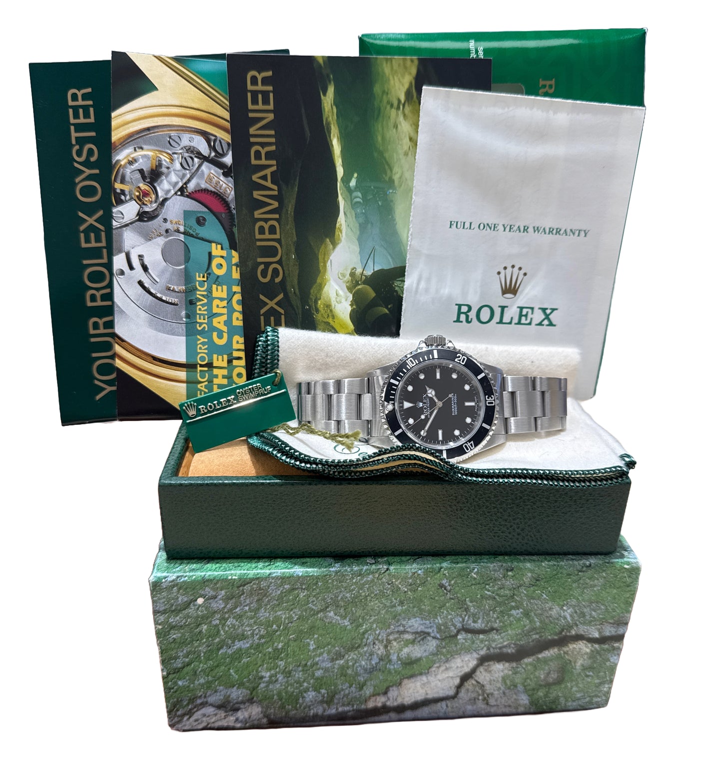 PAPERS Rolex Submariner No-Date Stainless Steel Black 40mm Watch 14060 BOX