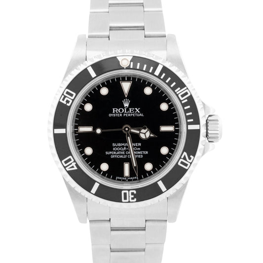 Rolex Submariner No-Date BLACK 4-Line Stainless Steel REHAUT 40mm Watch 14060