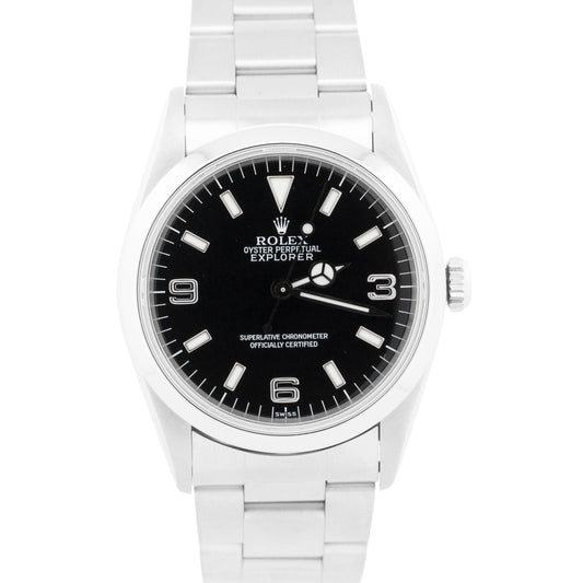 Rolex Explorer I 36mm Black SWISS ONLY Steel Oyster NO-HOLES 3-6-9  Watch 14270