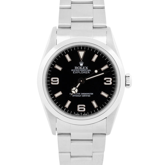 Rolex Explorer I BLACK 36mm 3-6-9 Stainless Steel Automatic Oyster Watch 14270