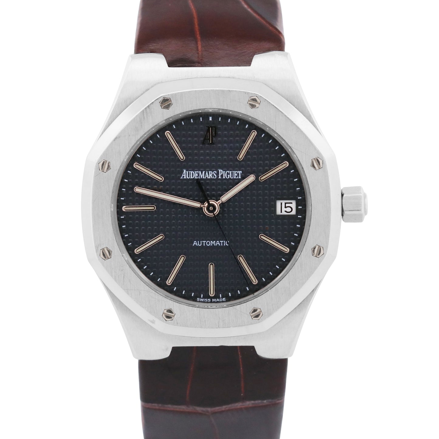Audemars Piguet Royal Oak BLACK Leather 36mm Automatic Stainless Steel 14800ST