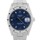 Rolex Oyster Perpetual Date BLUE 34mm ENGINE-TURNED Steel Oyster Watch 15000 BOX