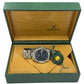 Rolex Oyster Perpetual Date BLUE 34mm ENGINE-TURNED Steel Oyster Watch 15210 BOX