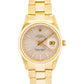 Rolex Oyster Perpetual Date 34mm SILVER 18K Yellow Gold FLUTED Watch 15238
