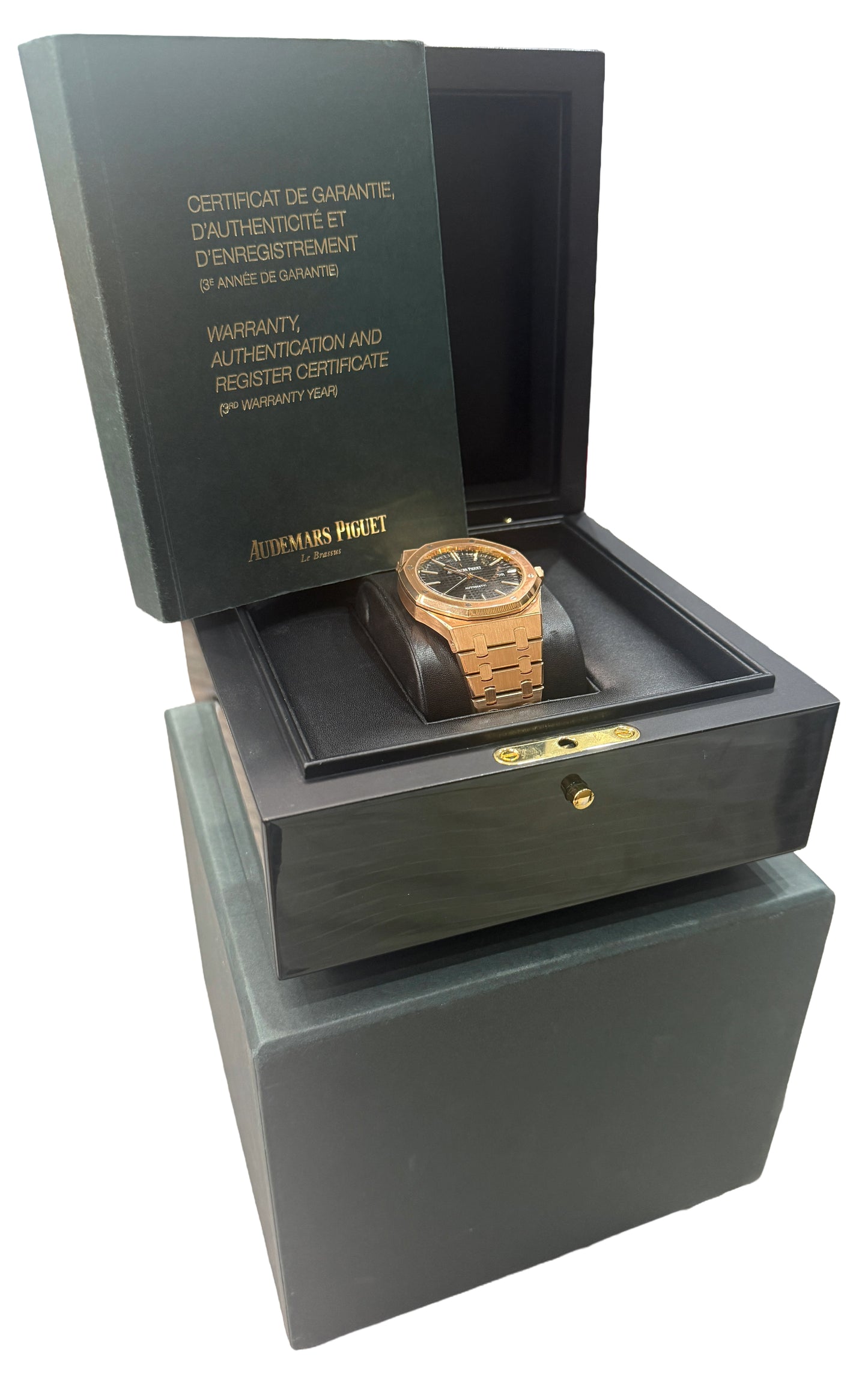 PAPERS Audemars Piguet Royal Oak 41mm BLACK 18K Gold 15400OR.OO.122OR.01 BOX