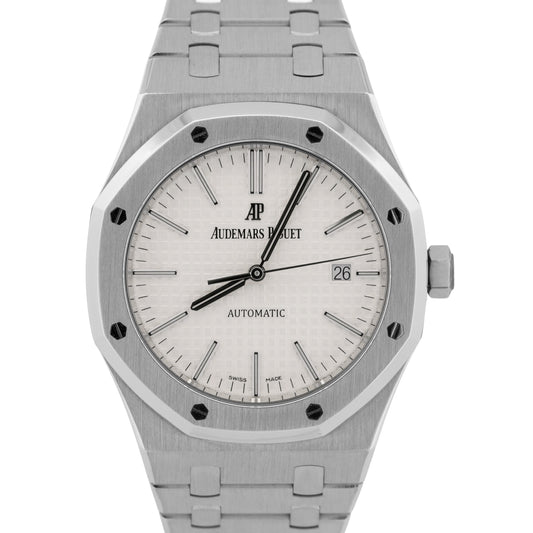 PAPERS Audemars Piguet Royal Oak WHITE Stainless 41mm 15400ST.OO.1220ST.02 BOX