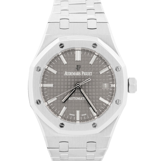 PAPERS Audemars Piguet Royal Oak RHODIUM Stainless 37mm 15450ST.OO.1256ST.02 BOX