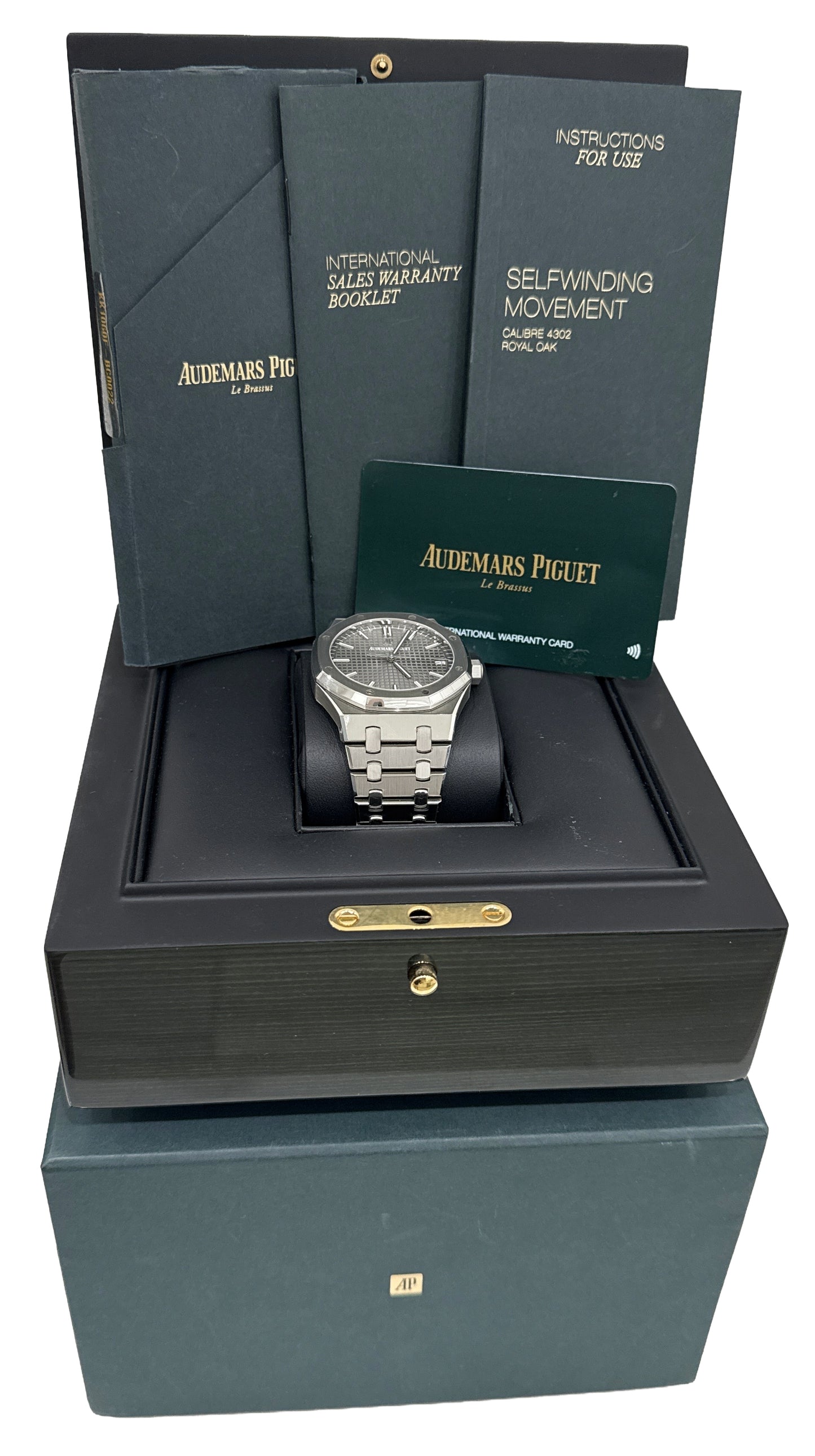 2021 PAPERS Audemars Piguet Royal Oak Gray RHODIUM Stainless 41mm 15500ST BOX