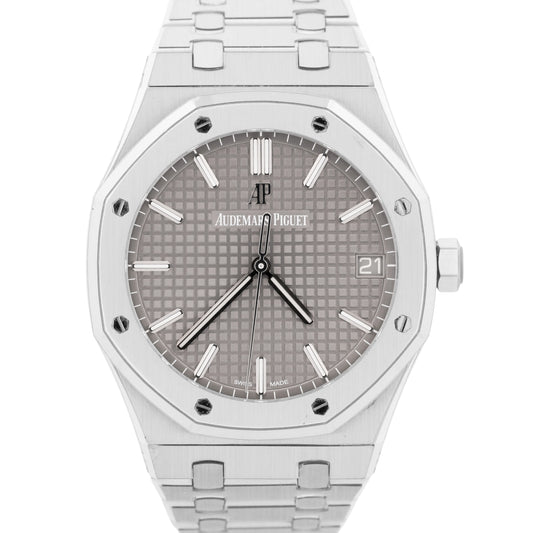 2021 PAPERS Audemars Piguet Royal Oak Gray RHODIUM Stainless 41mm 15500ST BOX