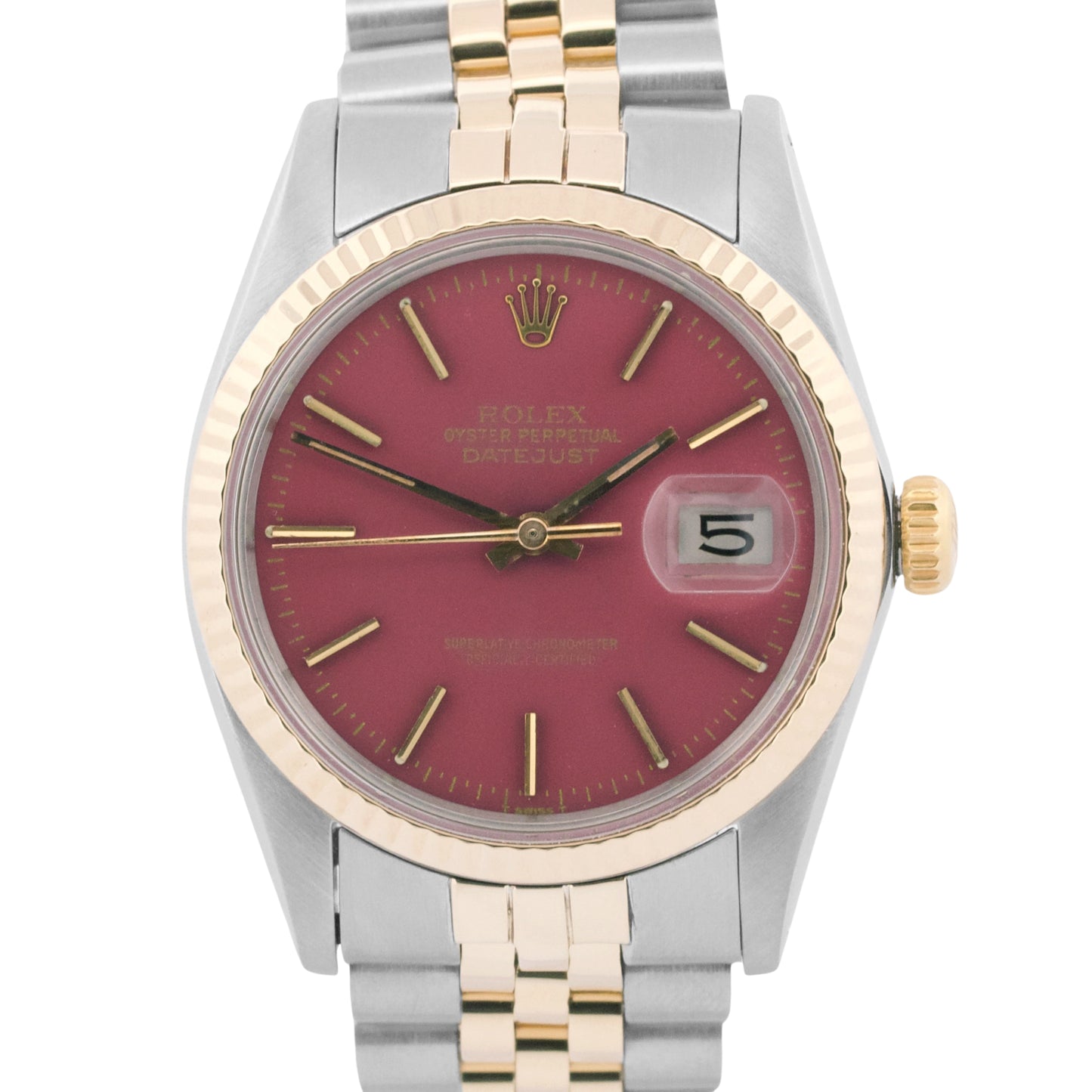 VINTAGE Rolex DateJust PURPLE 14K Gold Stainless Steel JUBILEE 36mm 16000 Watch