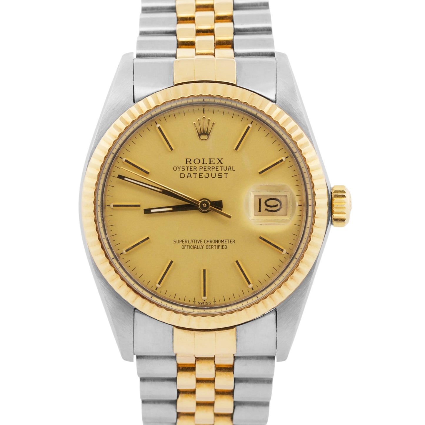 1987 Rolex DateJust 16013 Champagne Two-Tone 18K Gold Steel Jubilee 36mm Watch