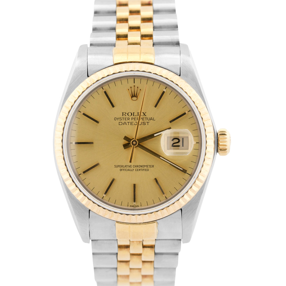 1984 Rolex DateJust 16013 Champagne Two-Tone 18K Gold Steel Jubilee RSC 36mm