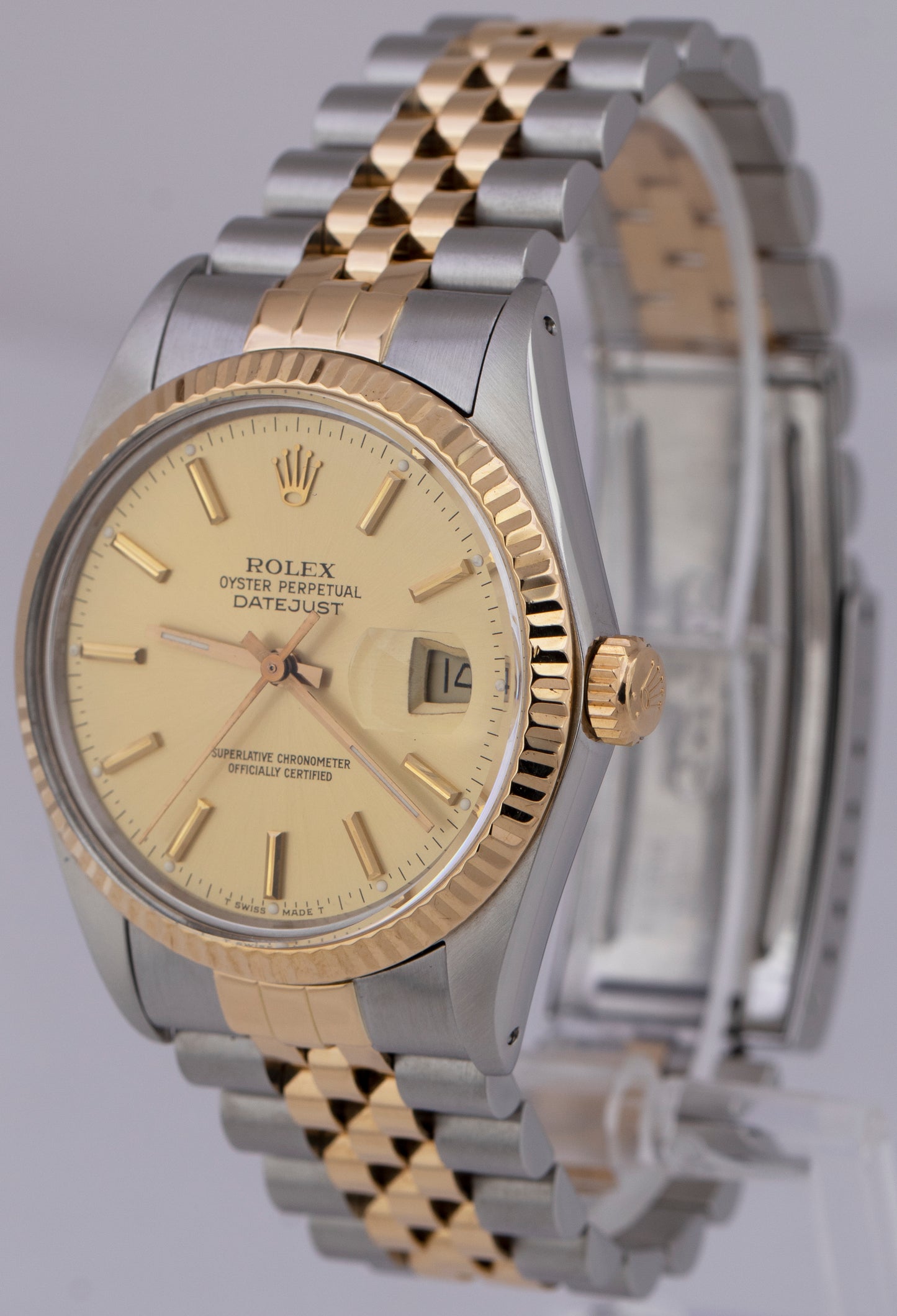 Rolex DateJust 36mm Champagne Yellow Gold Stainless Two-Tone Watch 16013