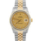 Rolex DateJust 36mm CHAMPAGNE DIAMOND Two-Tone 18K Yellow Gold JUBILEE 16013