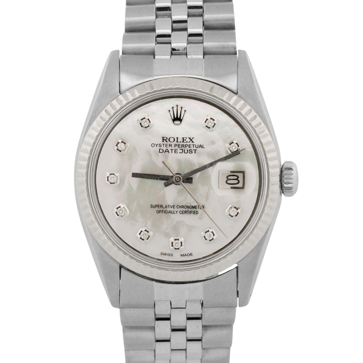 1966 Rolex DateJust 1601 Mother of Pearl Diamond 18K Steel Jubilee 36mm Watch