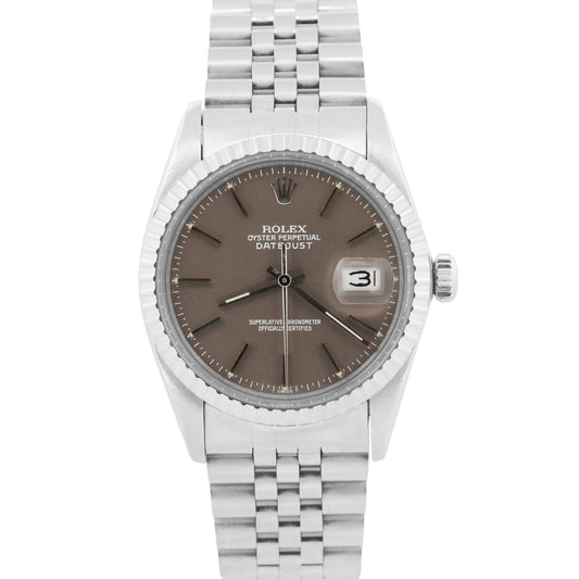 Unpolished Rolex DateJust 16030 36mm Taupe Stainless Jubilee Watch Box Papers