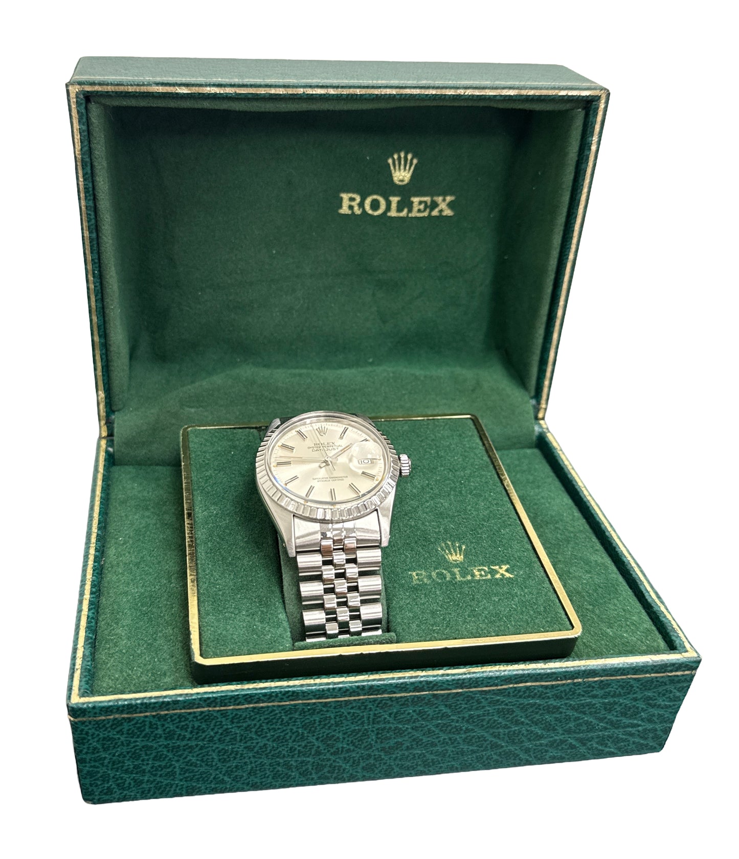 1983 Rolex DateJust 36mm SILVER Stainless Steel Automatic JUBILEE 16030 BOX