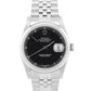 Rolex DateJust 36mm BLACK Stainless Steel JUBILEE Smooth Automatic Watch 16200