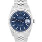 1990 PAPERS Rolex DateJust BLUE 36mm Stainless Engine-Turned JUBILEE 16220 BOX