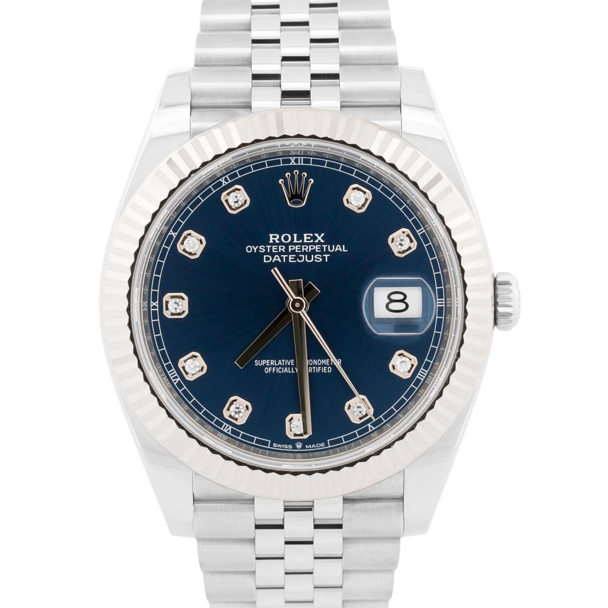 2025 Rolex DateJust 126334 Blue Diamond Steel 18K Jubilee 41mm Watch Box Papers