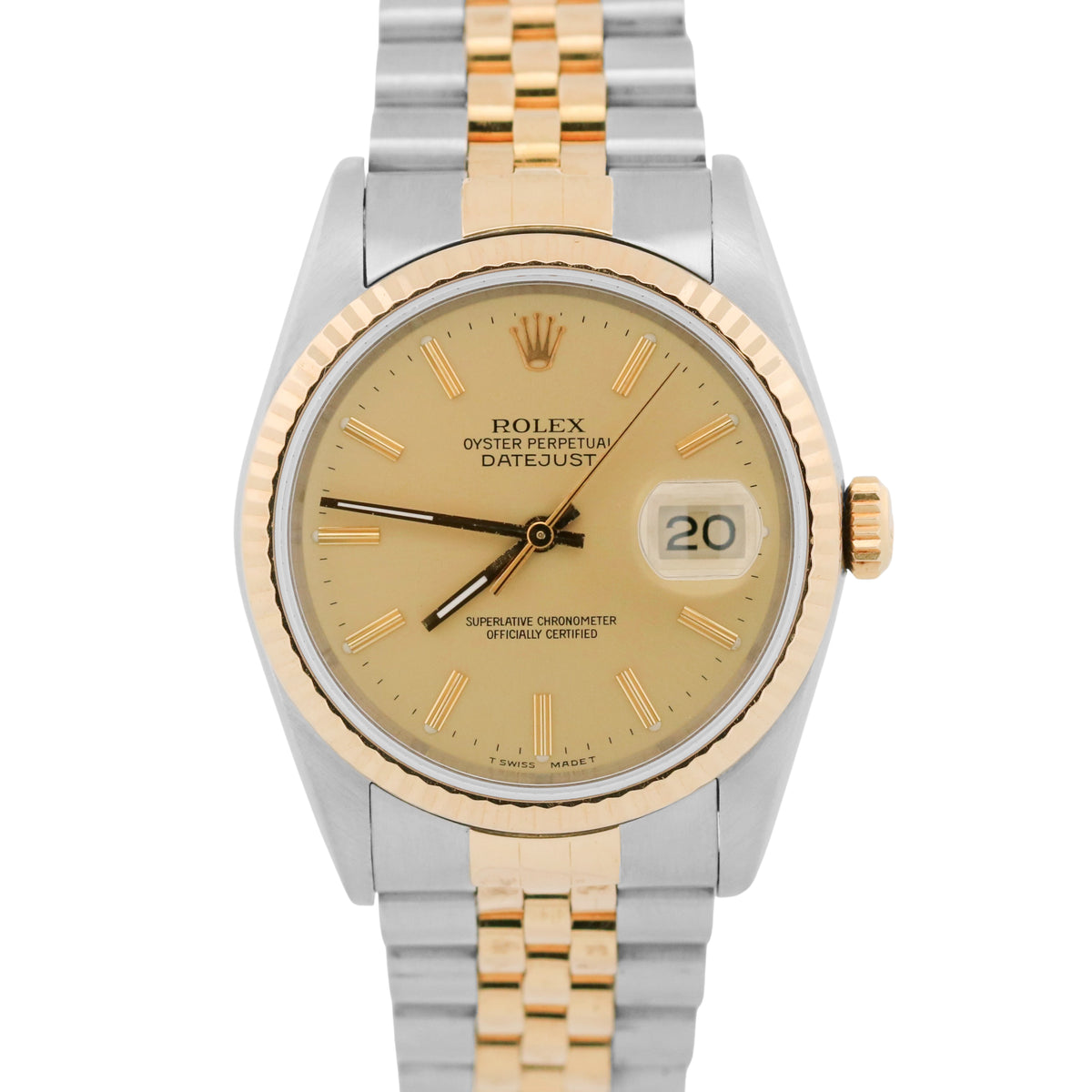 1988 Rolex DateJust 16233 36mm Champagne Two-Tone 18K Gold Steel Jubilee Watch