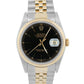 Rolex DateJust 36mm BLACK 18K Yellow Gold JUBILEE Stainless Steel 16233 Watch
