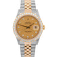 Rolex DateJust 36mm CHAMPAGNE DIAMOND 18K Yellow Gold Steel JUBILEE Watch 16233
