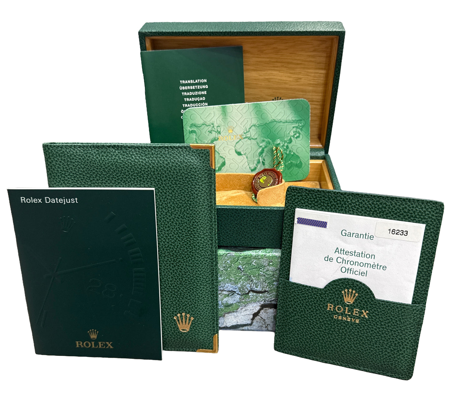 2003 PAPERS Rolex DateJust 36mm WHITE ROMAN 18K Gold Steel OYSTER 16233 BOX