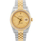 Rolex DateJust 36mm CHAMPAGNE TAPESTRY 18K Yellow Gold Steel JUBILEE Watch 16233