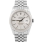 Rolex DateJust SILVER LINEN 36mm Stainless Steel 18K White Gold JUBILEE 16234