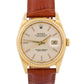 1989 Rolex DateJust 36mm SILVER 18K Yellow Gold Brown Leather Fluted 16238 Watch