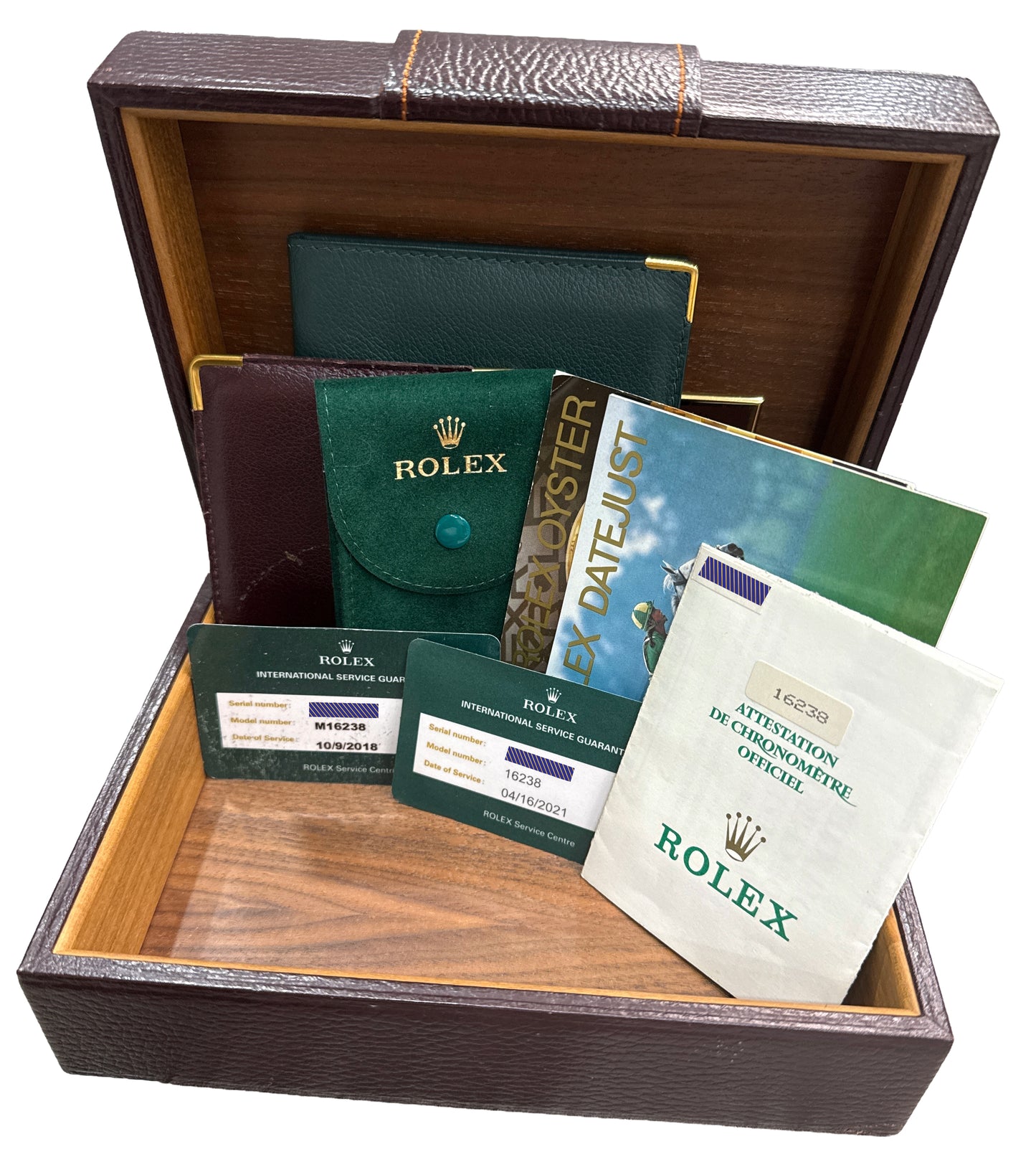 2021 RSC PAPERS Rolex DateJust 36mm CHAMPAGNE 18K Yellow Gold JUBILEE 16238 BOX