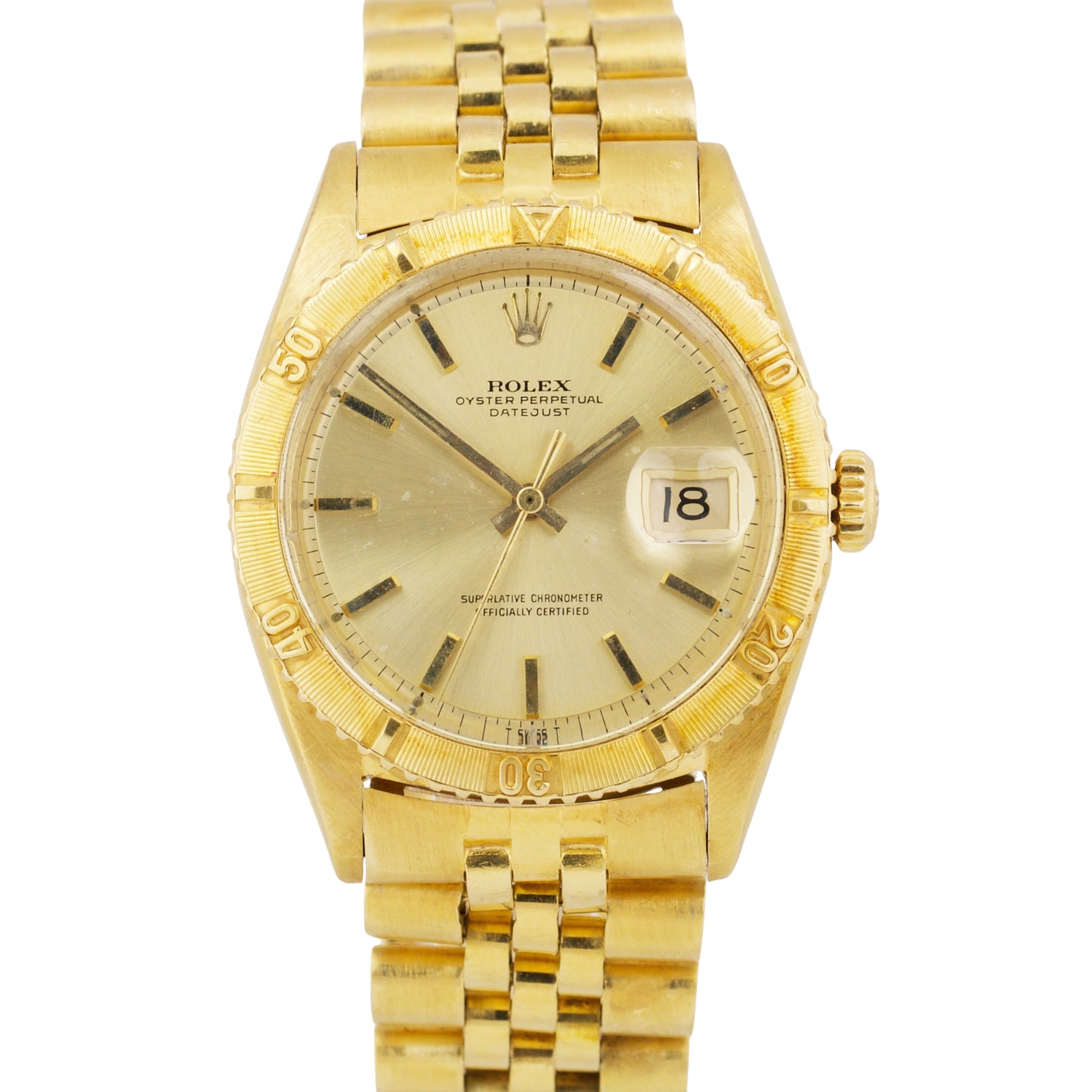 1970 Rolex DateJust Turn-O-Graph CHAMPAGNE 36mm 18K Yellow Gold JUBILEE 1625