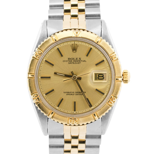 VINTAGE Rolex DateJust 36mm CHAMPAGNE Turn-O-Graph JUBILEE Steel 18K Gold 1625