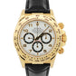 Rolex Daytona Cosmograph WHITE ARABIC 18K Yellow Gold Black Leather 16518 Watch
