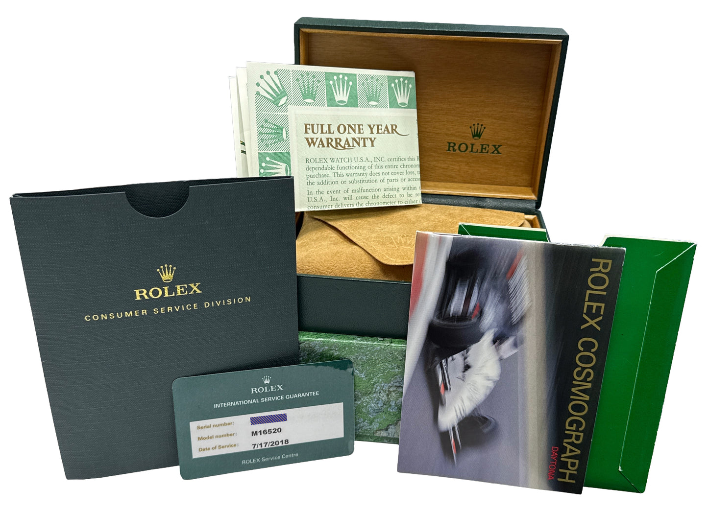 1998 PAPERS Rolex Daytona ZENITH Cosmograph BLACK Stainless RSC 40mm 16520 BOX