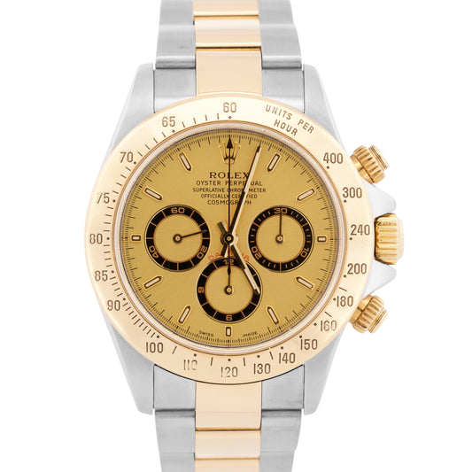 2000 Rolex Daytona Cosmograph CHAMPAGNE 18K Gold Stainless Steel ZENITH 16523