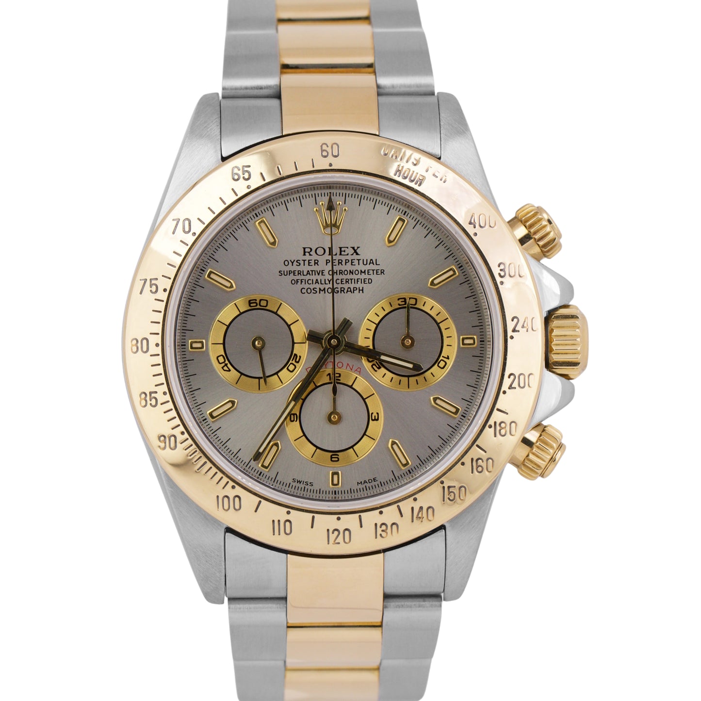 Rolex Daytona Cosmograph 40mm RHODIUM Two-Tone 18K Yellow Gold Steel 16523 Watch