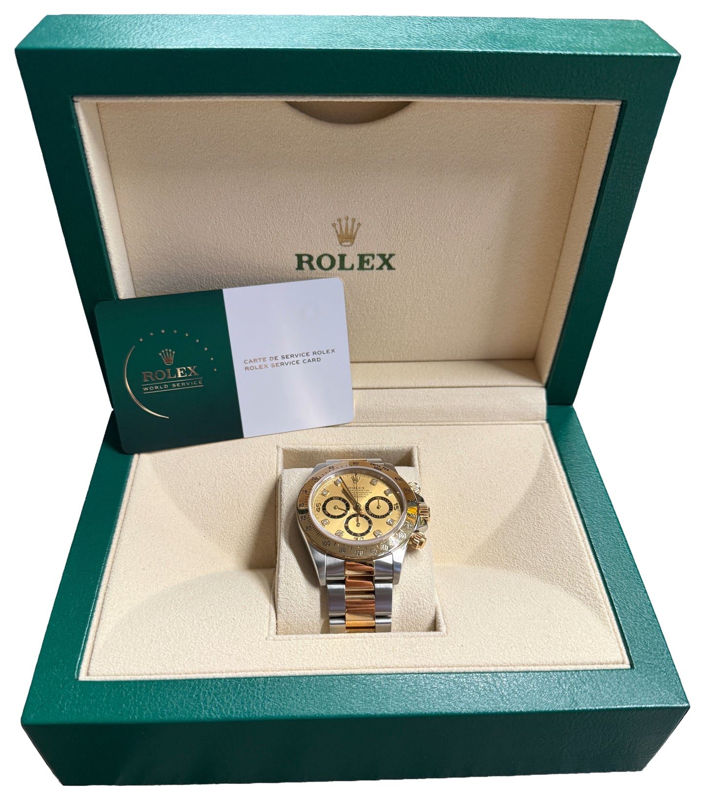2024 RSC Rolex Daytona Cosmograph CHAMPAGNE DIAMOND 18K Gold Steel 16523 BOX