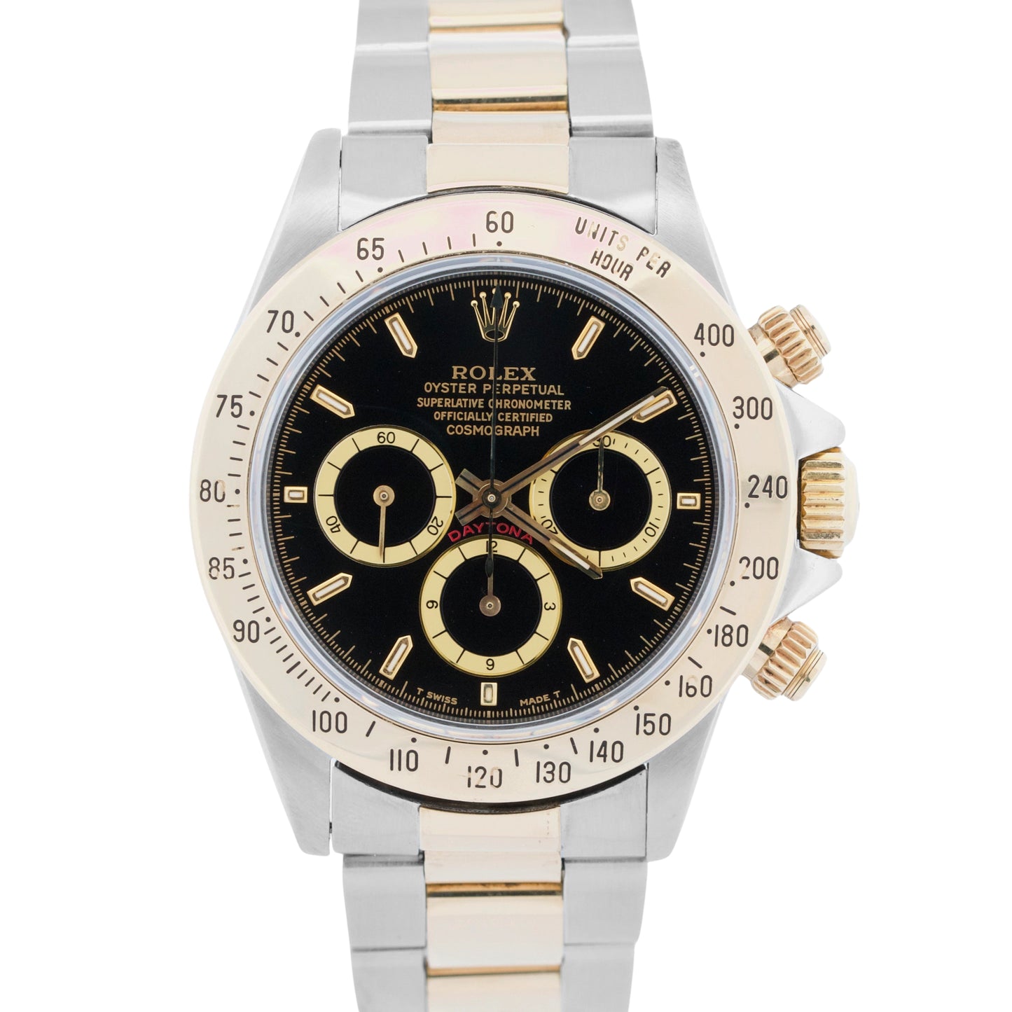 1993 Rolex Daytona Cosmograph BLACK 18K Gold ZENITH Stainless Steel Watch 16523
