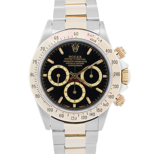 1993 Rolex Daytona Cosmograph BLACK 18K Gold ZENITH Stainless Steel Watch 16523