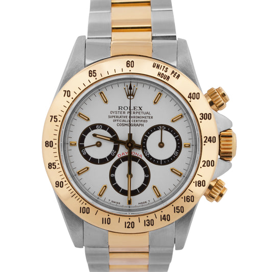 Rolex Daytona Cosmograph ZENITH White 18K Gold Steel INVERTED 6 Watch 16523