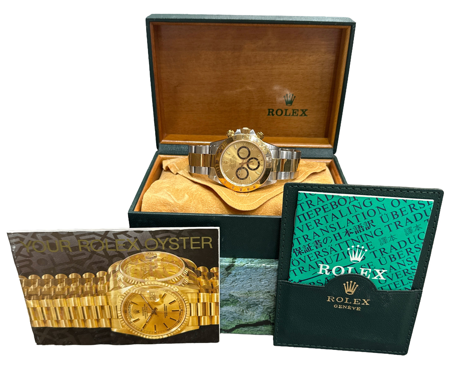 1996 Rolex Daytona Cosmograph CHAMPAGNE 18K Yellow Gold Steel 16523 BOX