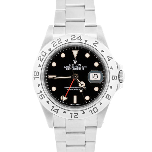 Rolex Explorer II BLACK Stainless Steel Red 40mm Oyster Automatic 16570 Watch