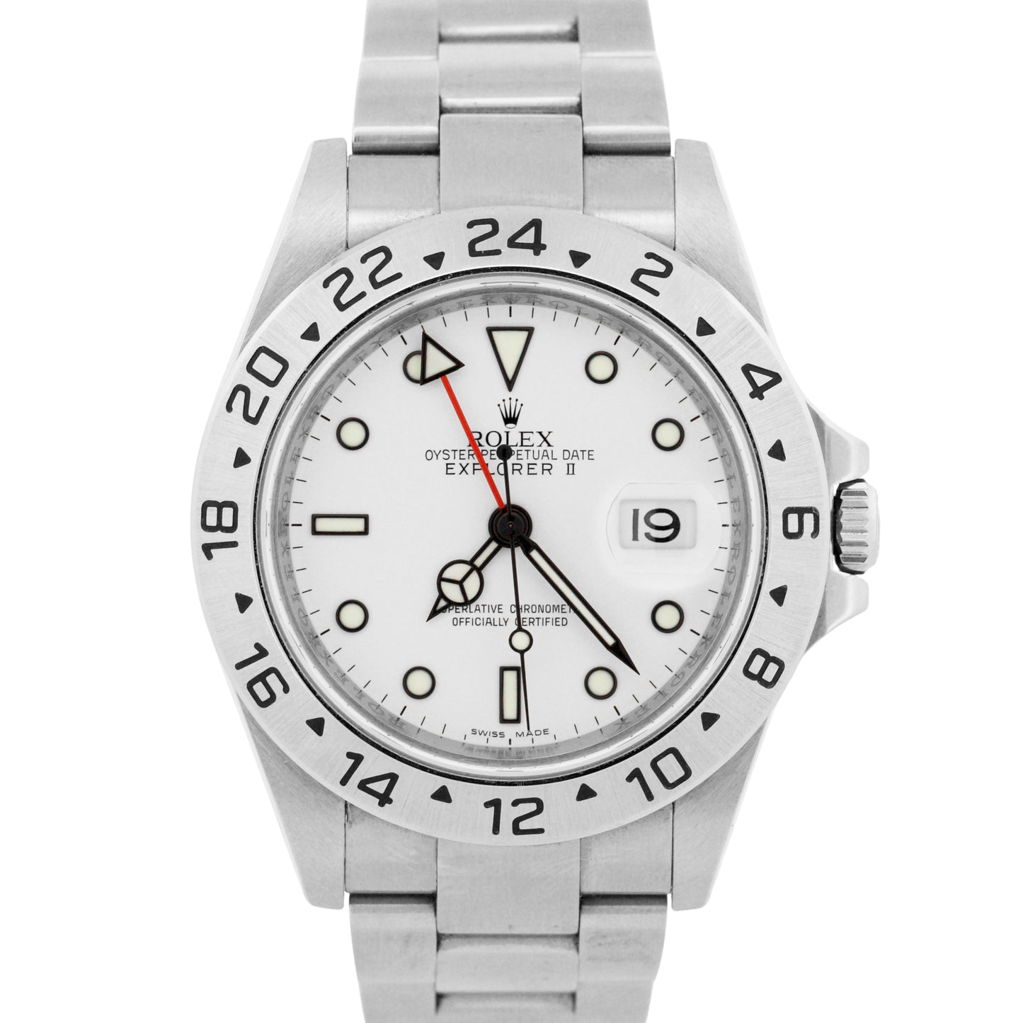 UNPOLISHED Rolex Explorer II 40mm WHITE 3168 Steel No-Holes REHAUT 16570 Watch