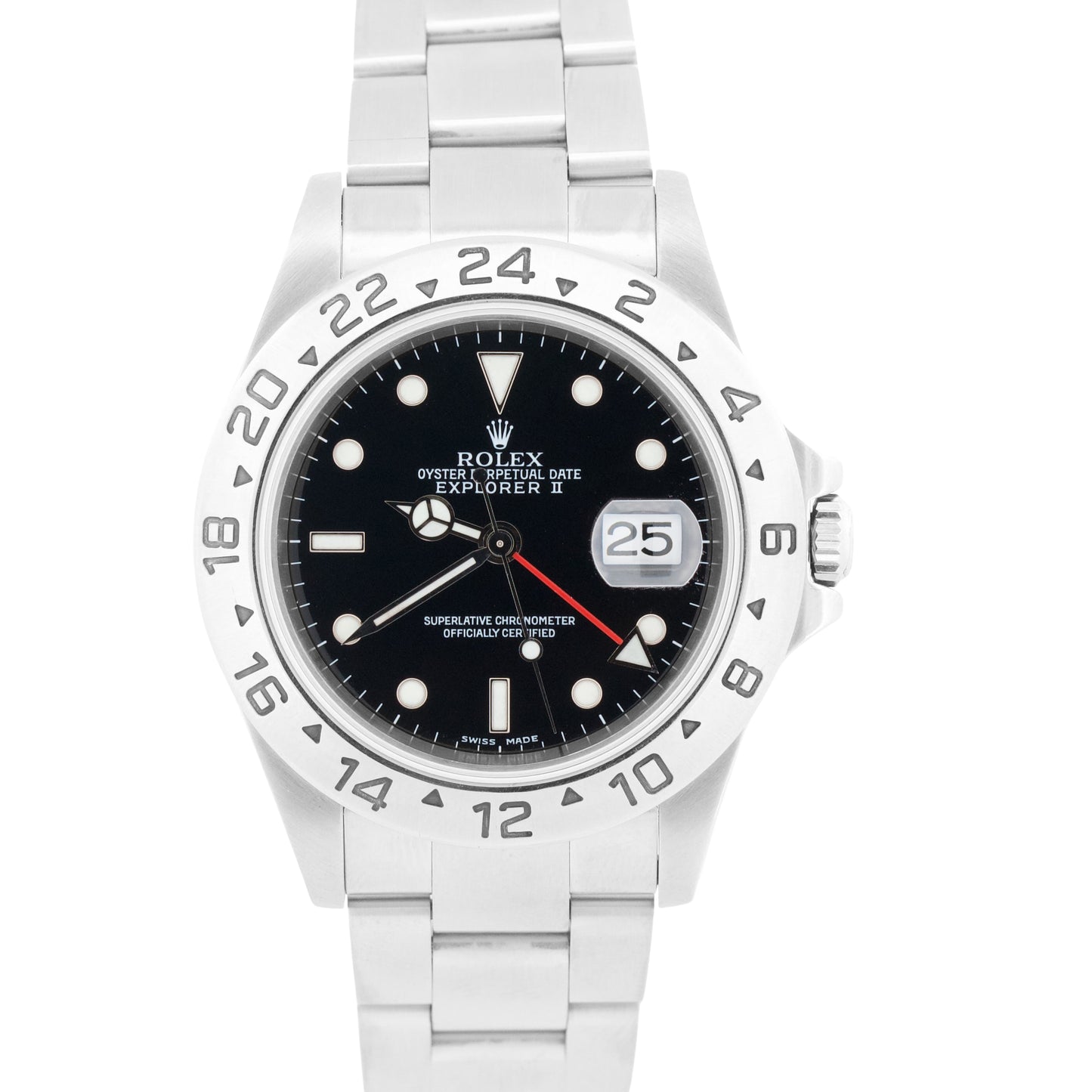 2002 PAPERS Rolex Explorer II 40mm BLACK Stainless Steel 16570 Oyster Watch BOX