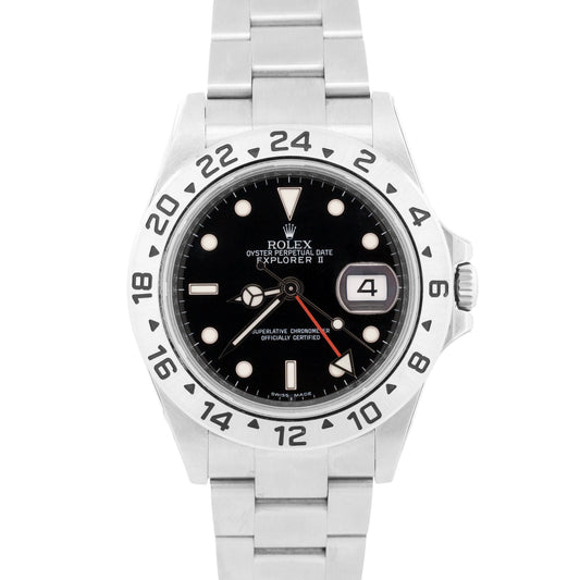 NOS STICKERED 2011 PAPERS Rolex Explorer II 40mm BLACK 3186 Steel 16570 BOX