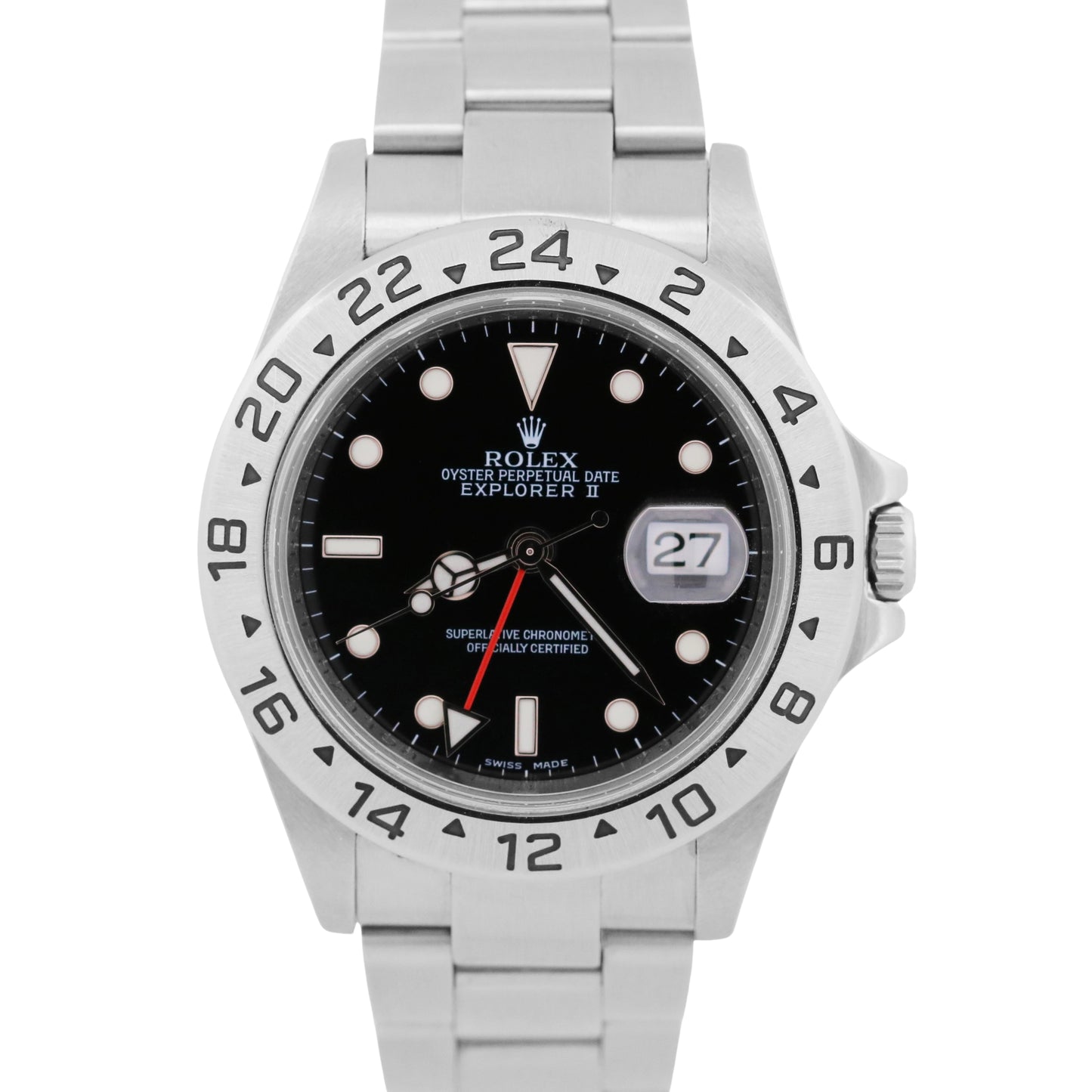 Rolex Explorer II 16570 Black Rehaut 3186 Stainless Steel No-Holes 40mm Watch