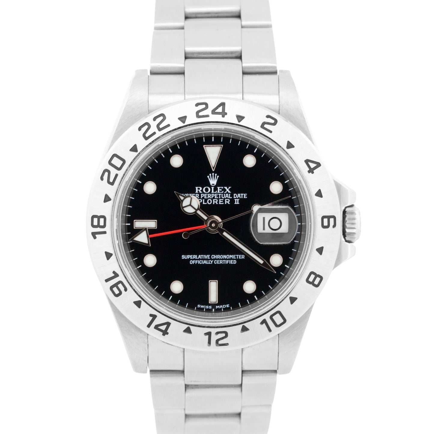 UNPOLISHED Rolex Explorer II BLACK 40mm Red GMT Stainless Steel 16570 Watch